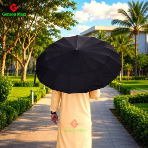 Premium 16-Rib StrongGuard Umbrella - Black